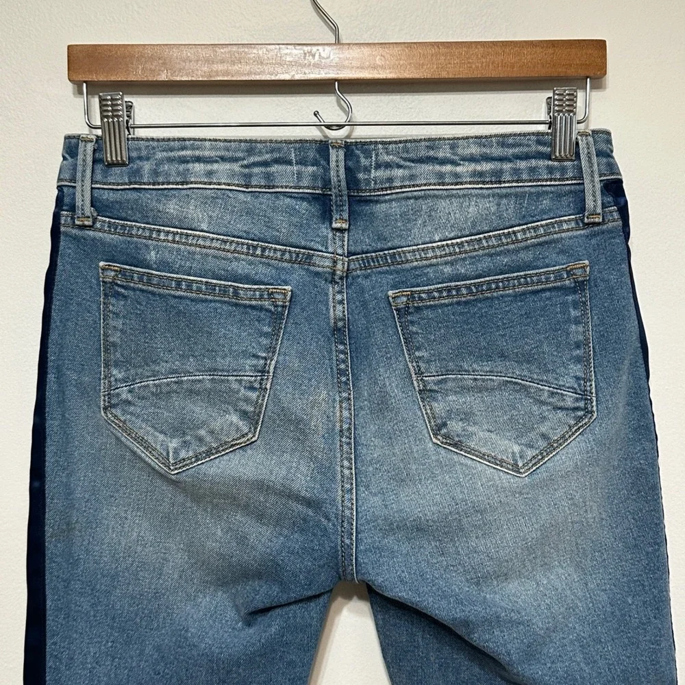Driftwood Candace Jeans Womens 26 Blue Satin Side‎ Stripe Cropped Denim Festival